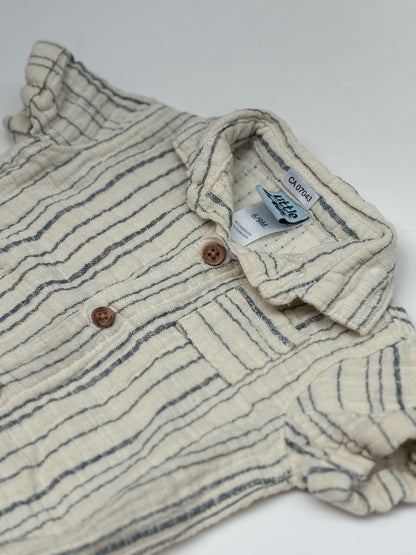 Little Lad Striped Button Romper 6 9M