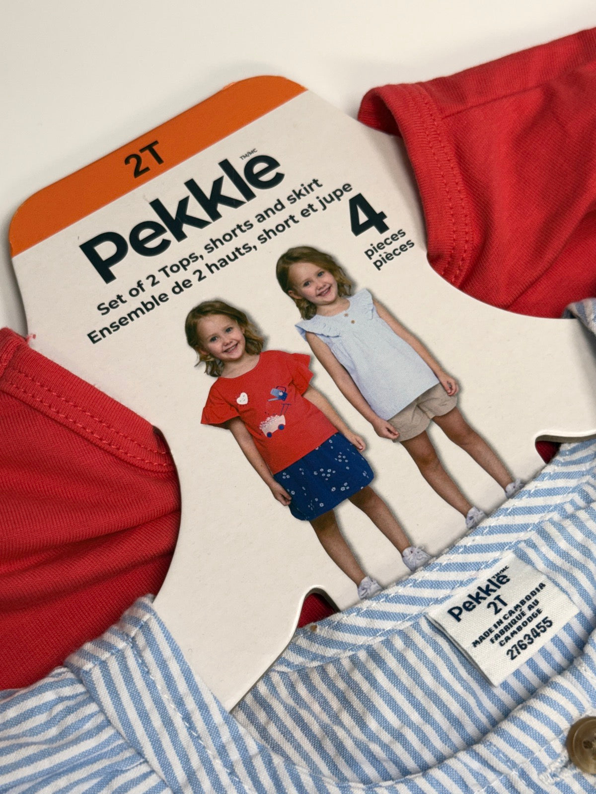 Pekkle 4-Piece Top Shorts Skirt Set 2T