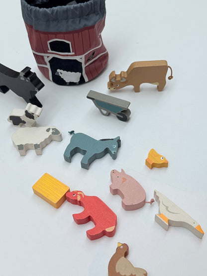 Tender Leaf Toys Wooden Farm Animals Barn Bag