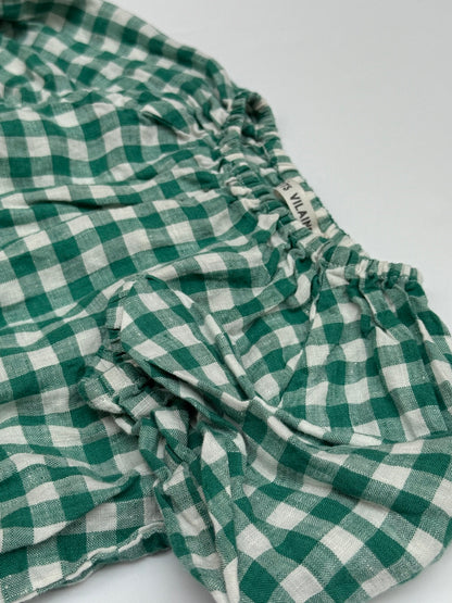 Petits Vilains Green Gingham Linen Romper 18/24M