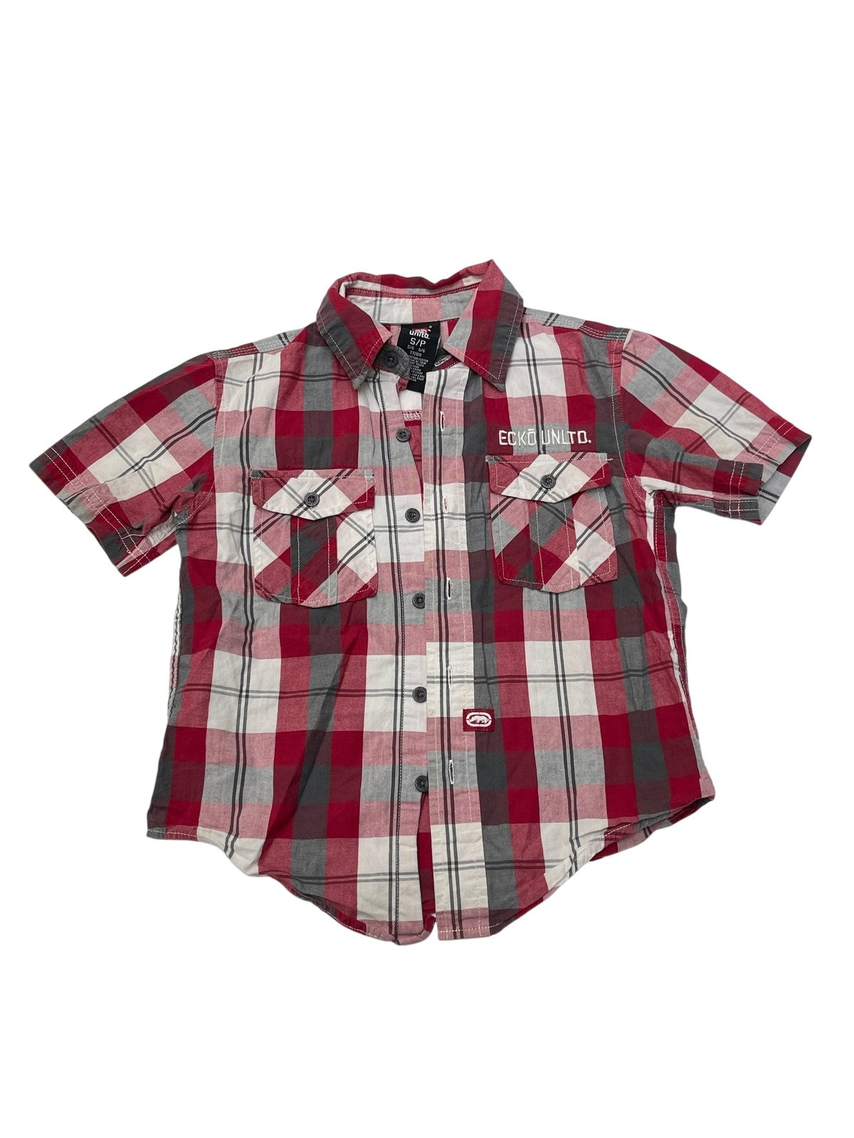 Ecko Unltd Red Plaid Short Sleeve Shirt Size 5/6