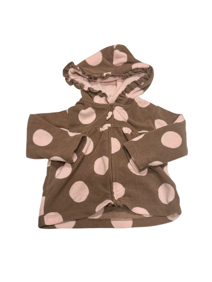 Carter's Pink Polka Dot Fleece Hoodie 9m