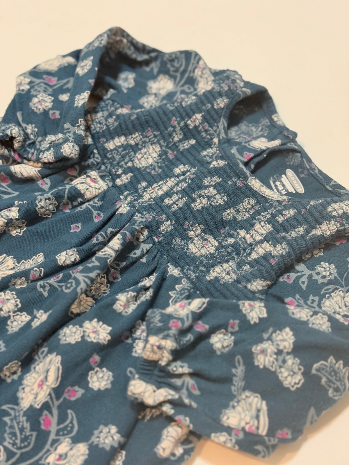 Old Navy Floral Blue Smocked Dress 6-12M