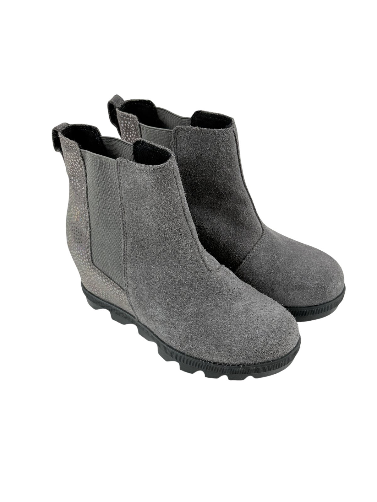 Sorel Joan of Arctic Wedge Gray Chelsea Boots Size 1