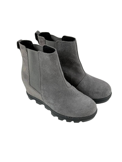 Sorel Joan of Arctic Wedge Gray Chelsea Boots Size 1
