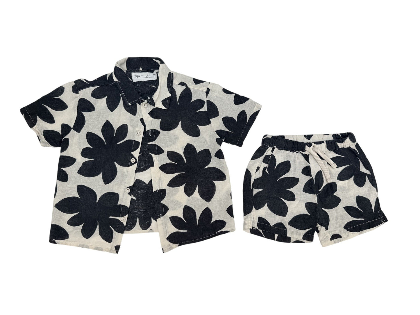 Zara Floral Black White Two-Piece Set 3Y