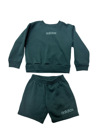 Adidas Green Sweatshirt Shorts Set Size 4