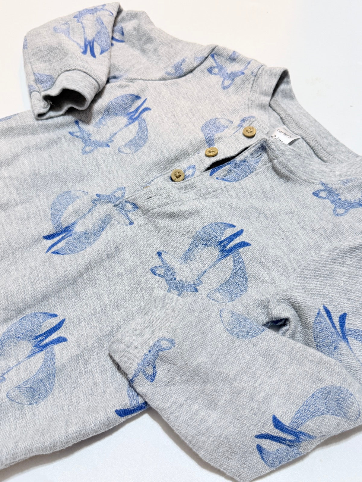 Carter's Gray Fox Print Romper 24m