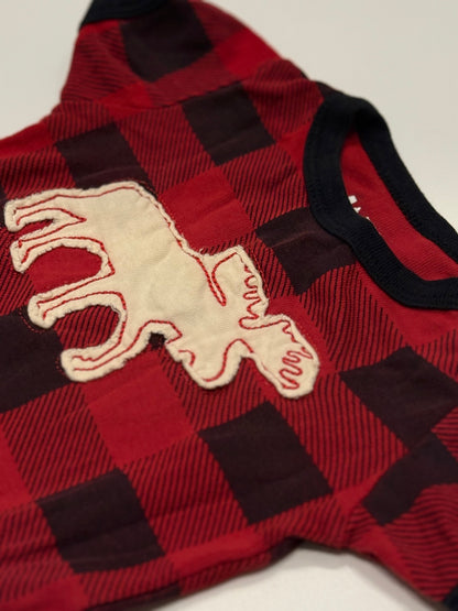 LazyOne Buffalo Plaid Moose Bodysuit 6M