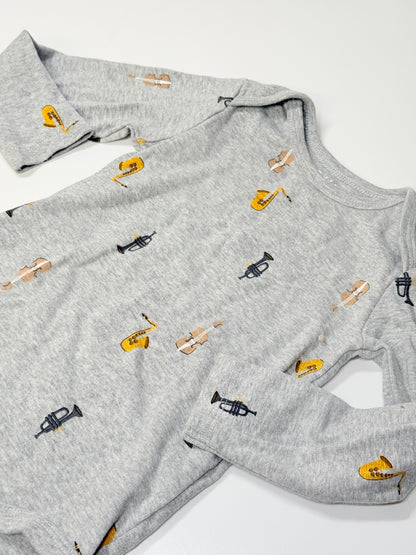 Pekkle Gray Musical Instruments Bodysuit 18M