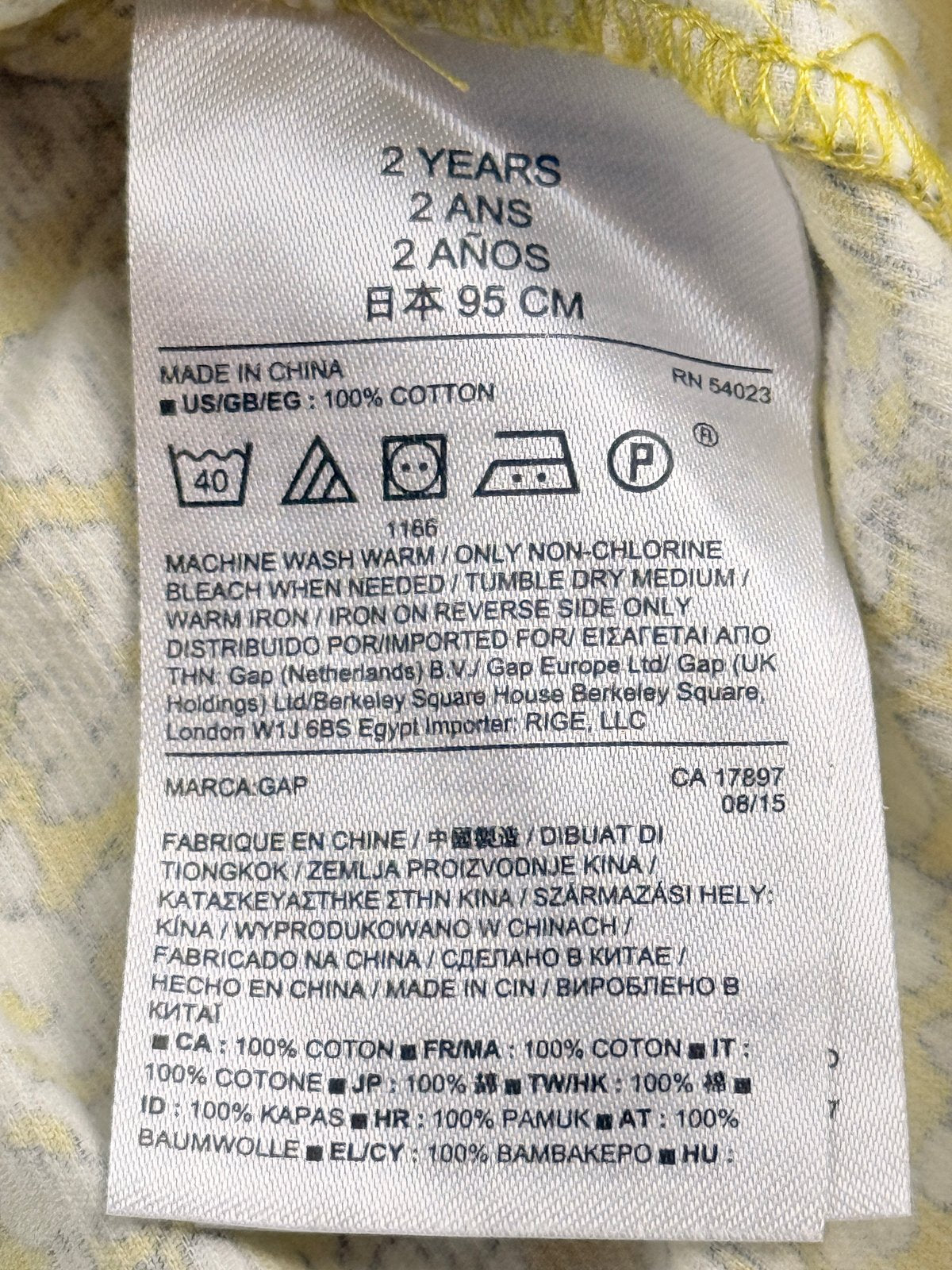 Baby Gap Yellow Floral Corduroy Top 2T