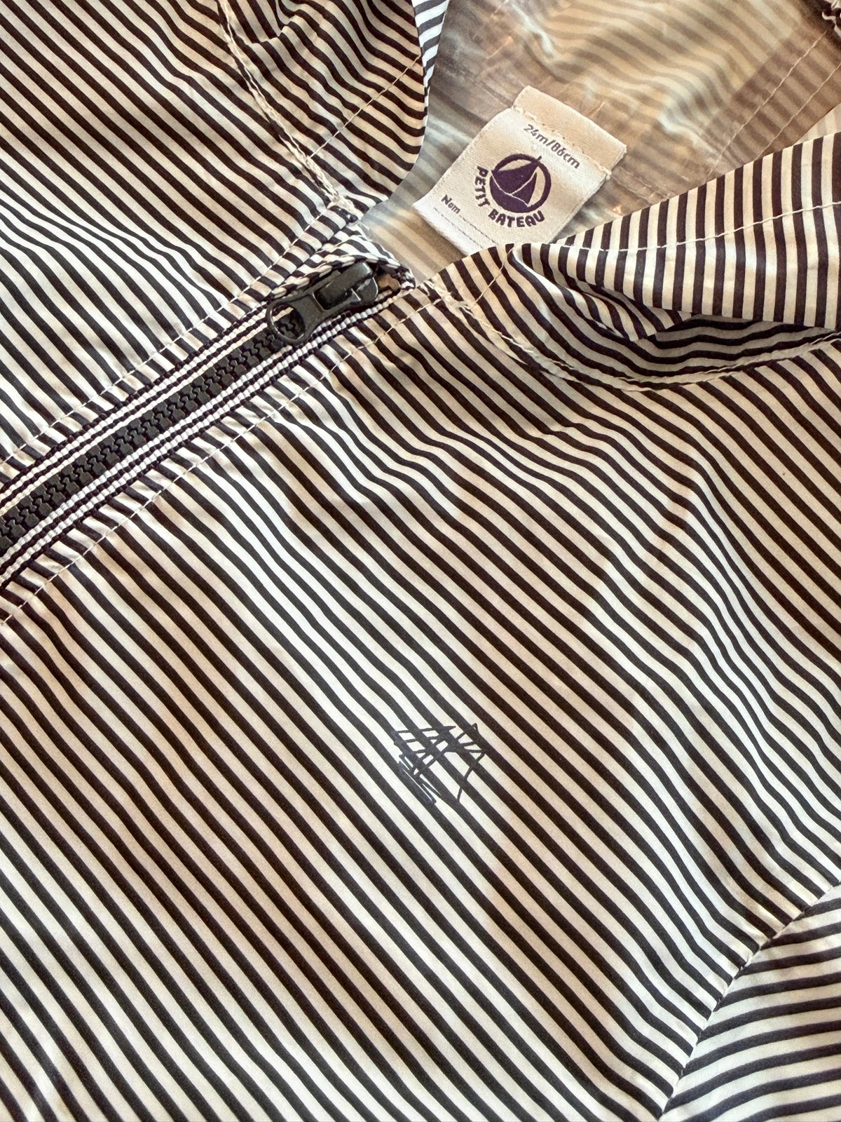 Petit Bateau Striped Hooded Windbreaker 24m