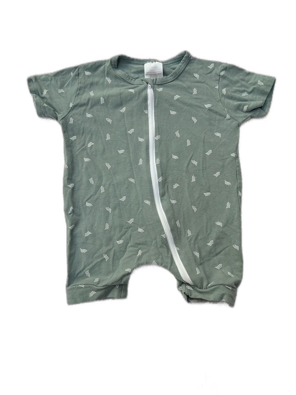 Tiny Button Apparel Green Wave Romper 1/2T