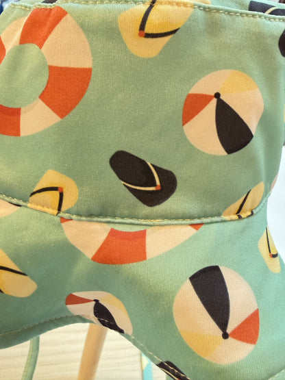 Sun Hat Beach Print with Chin Strap