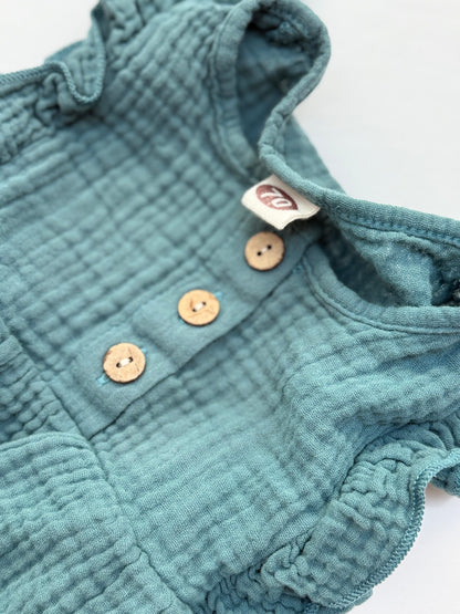 Cotton Muslin Ruffle Baby Romper 6-9m
