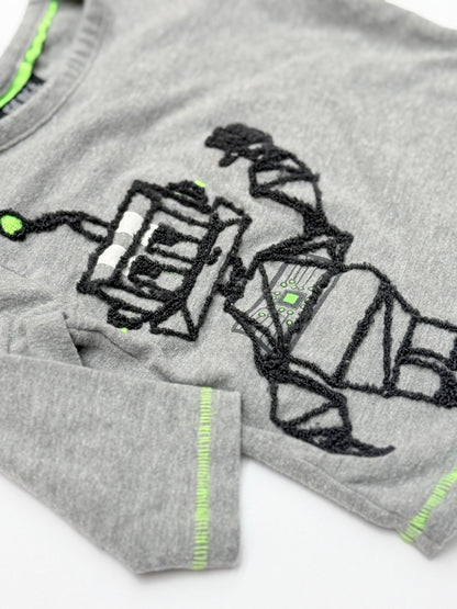 Fierce Frank Gray Robot Long Sleeve T-Shirt 6-9M