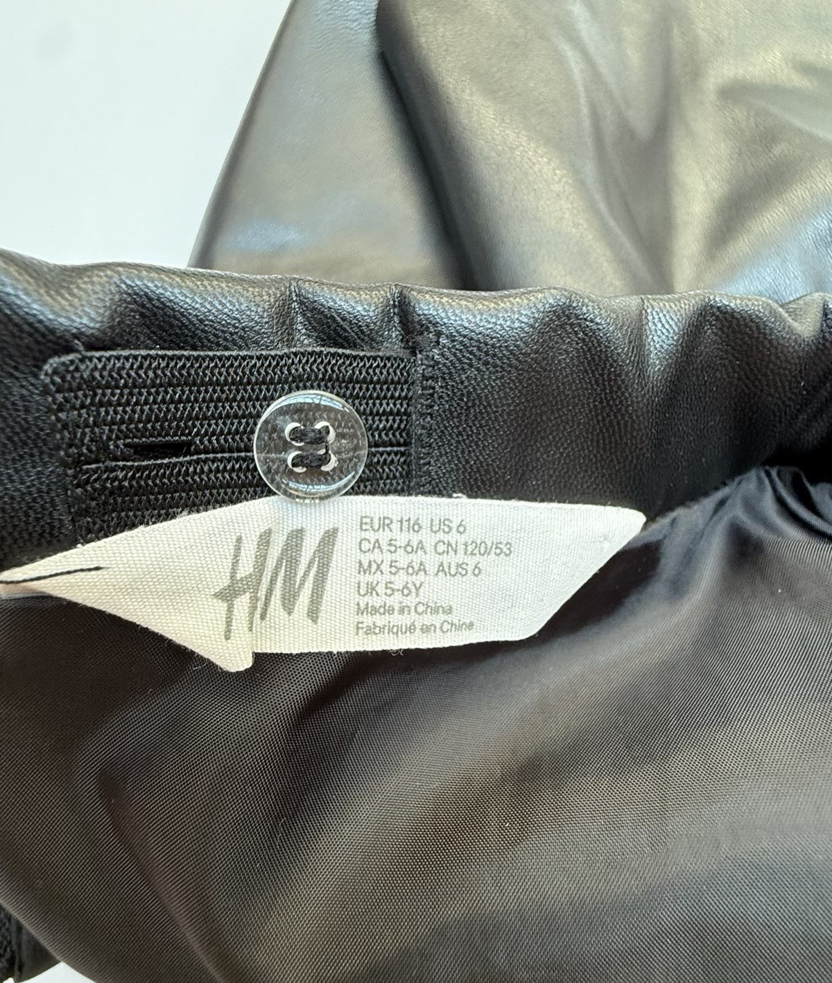 H&M Faux Leather Mini Skirt Size 5-6Y