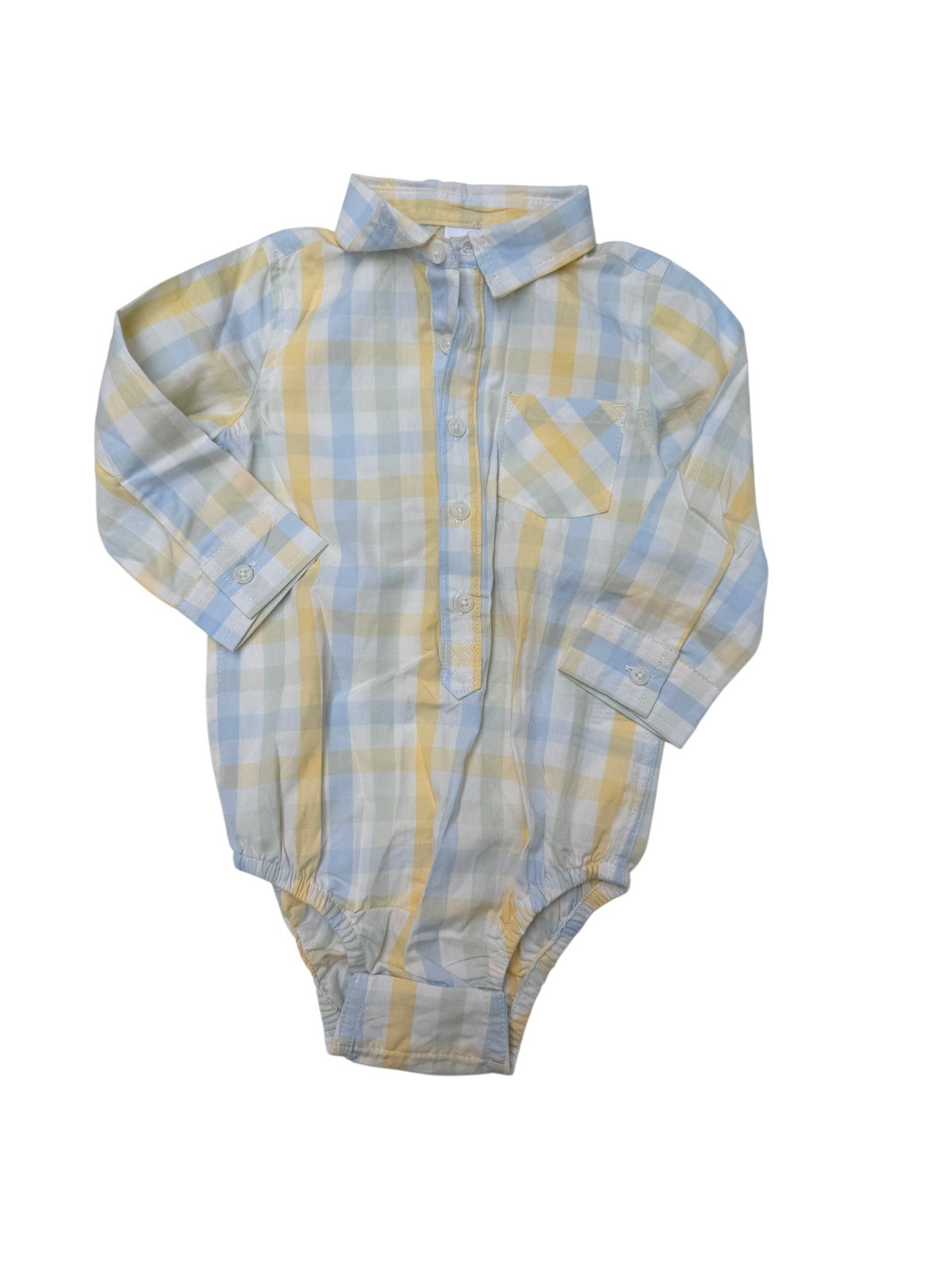 Joe Fresh Plaid Collared Body Suit 12-18M