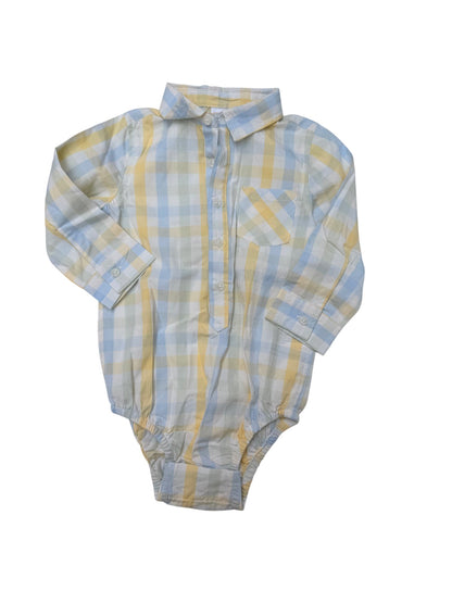 Joe Fresh Plaid Collared Body Suit 12-18M