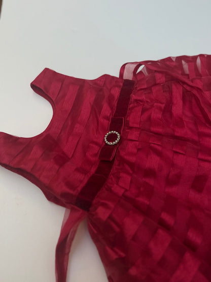 Jona Michelle Red Sheer Striped Party Dress 2T
