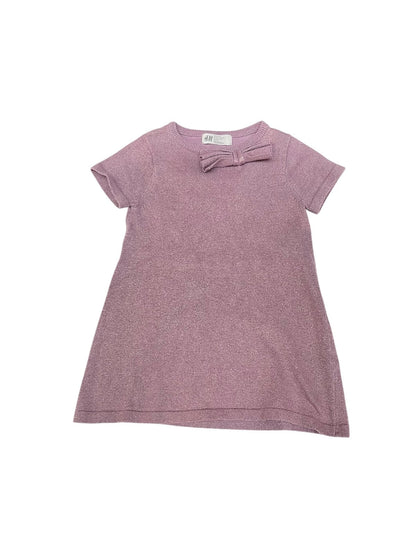 H&M Mauve Glitter Knit Sweater with Bow Size 2T