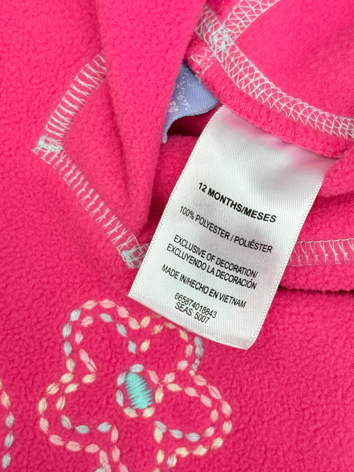 Disney Baby Minnie Mouse Pink Fleece Hoodie 12M