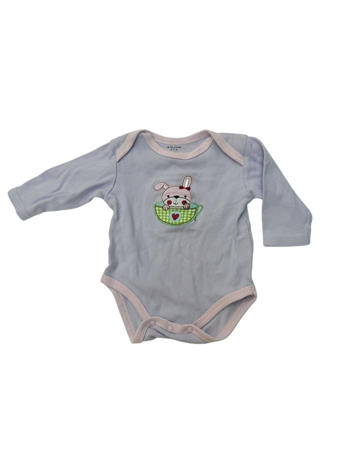 Lavender Bunny Teacup Long Sleeve Bodysuit 0-6M