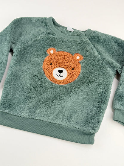 Pekkle Green Bear Fleece Sweatshirt 18M
