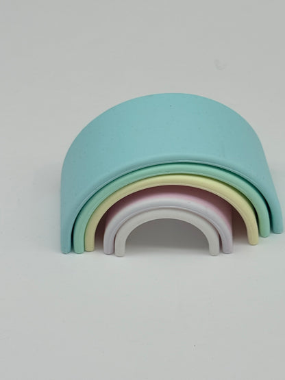 Pastel Silicone Stacking Rainbow Toy / Teethers