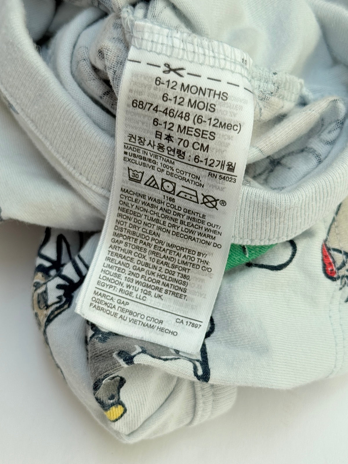 Baby Gap Animals on Bikes Bodysuit 6-12m