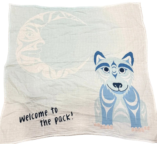 Native Northwest Wolf Baby Muslin Swaddle Blanket