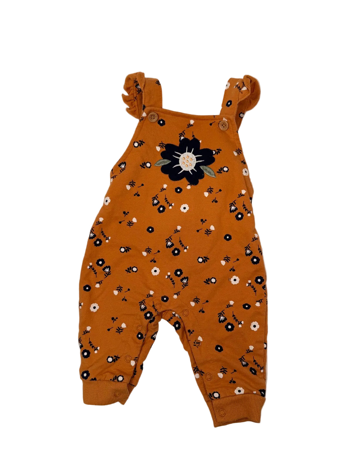 PL Baby Floral Rust Overall Romper 3m