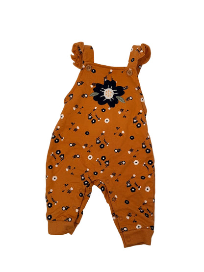 PL Baby Floral Rust Overall Romper 3m