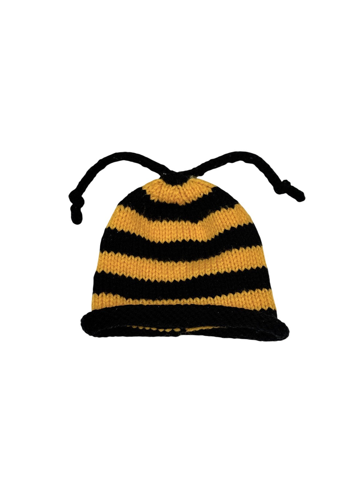 Knit Bumblebee Beanie Hat with Ties 0-6m