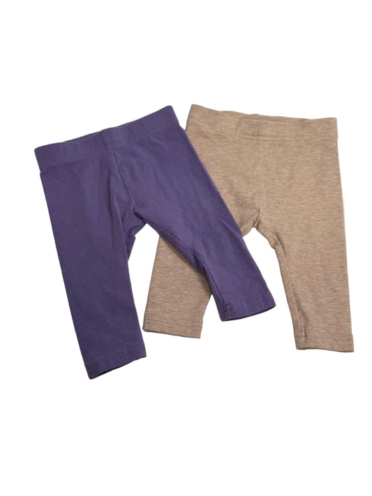 George Baby Purple Beige Leggings 2-Pack 3-6M
