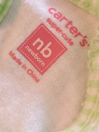 Carter's Green Gingham Floral Romper Newborn
