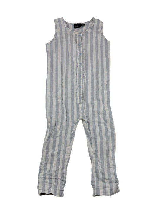 VONbon Blue Striped Linen Romper 18-24M
