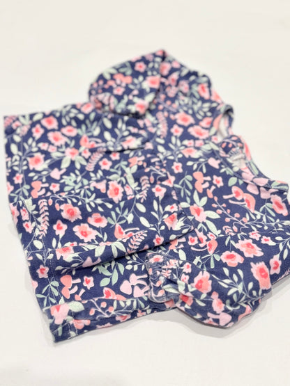 Mini Mai Floral Navy Ruffle Romper 3-6M