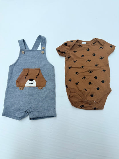 PL Baby Bear Overalls & Bodysuit Set 6M
