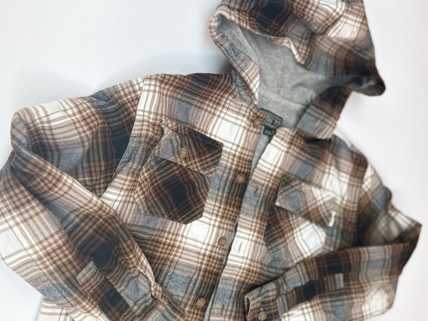 Roots Kids Plaid Hooded Flannel Shirt XL 11-12