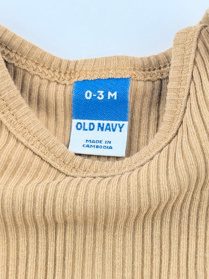 Old Navy Tan Ribbed Long Sleeve Bodysuit 0-3M