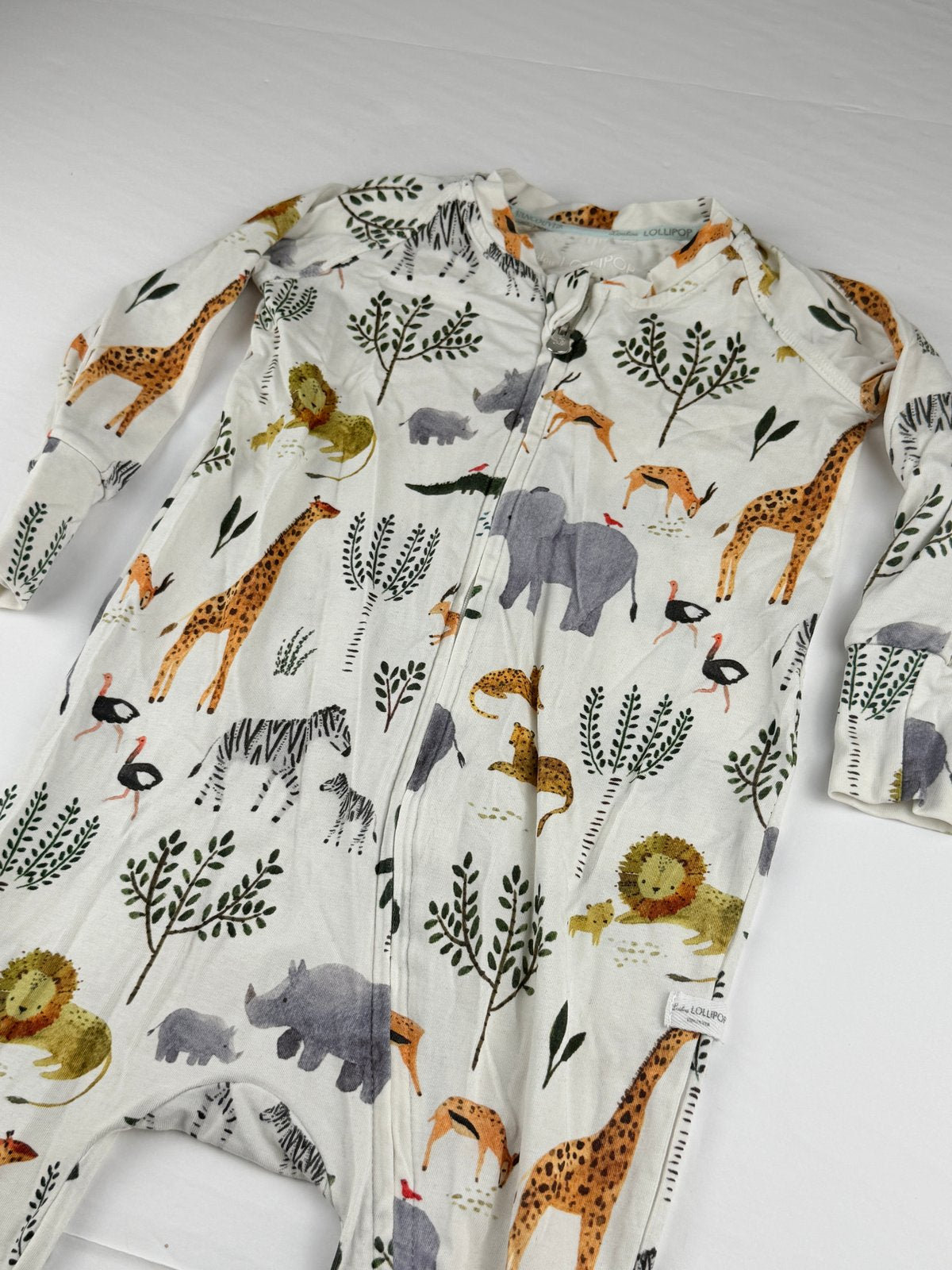 Loulou Lollipop Safari Animal Zip Pajamas 18-24M