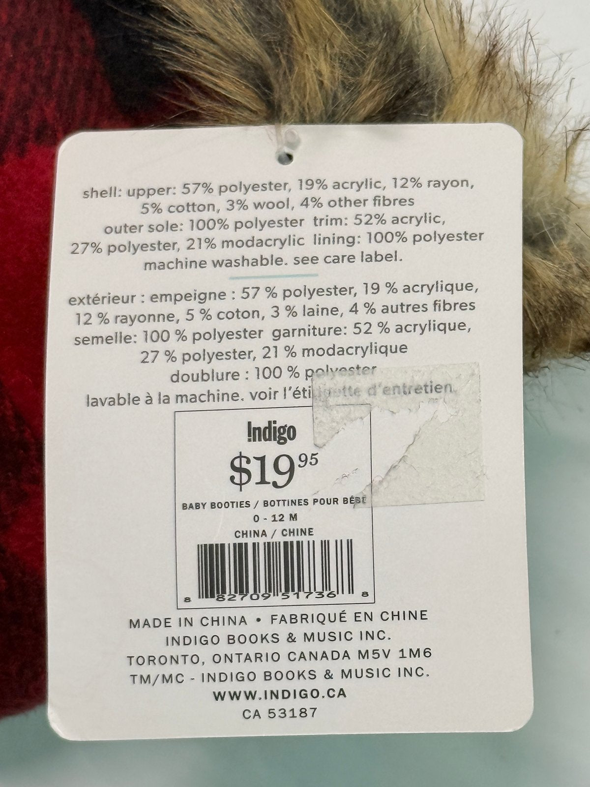NWT - Indigo Baby Cabin Cozy Buffalo Plaid Baby Booties 0-12M