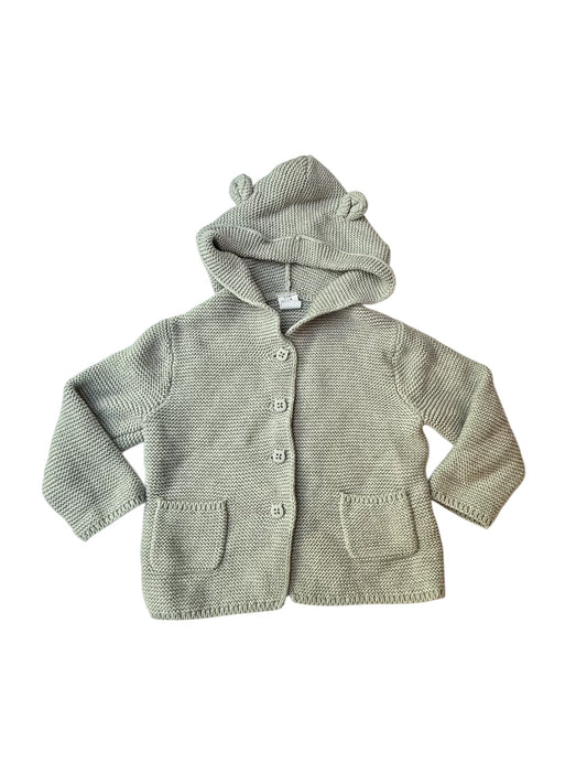 Baby Gap Gray Bear Hood Cardigan 12-18m