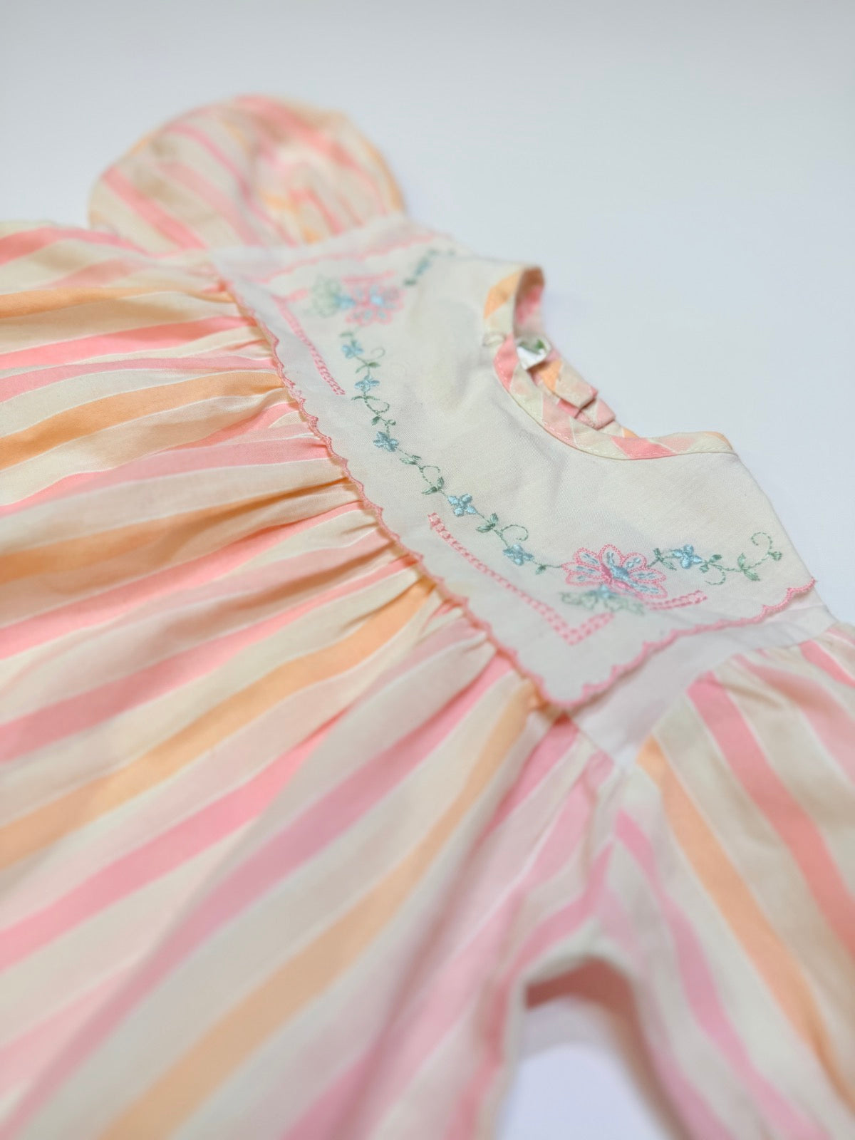 Vintage Saint Nicholas Striped Embroidered Dress 12m