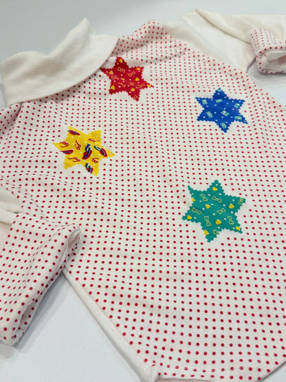 Vintage Sears Polka Dot Christmas Star Turtleneck Top 6M