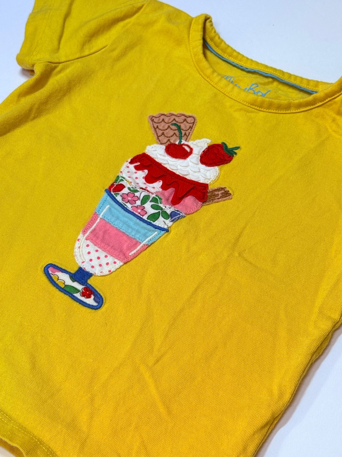 Mini Boden Ice Cream Sundae Yellow T-Shirt 2-3Y
