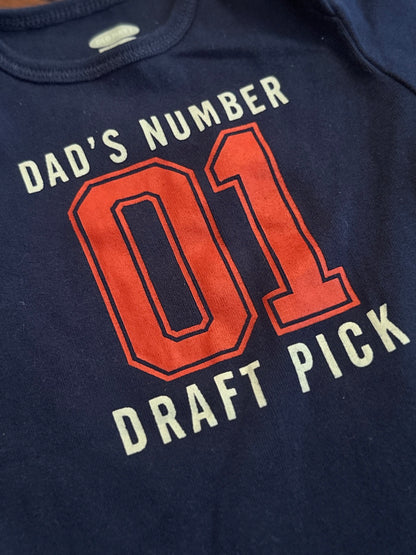 Old Navy Dad's Number 01 Draft Pick Bodysuit 3-6M