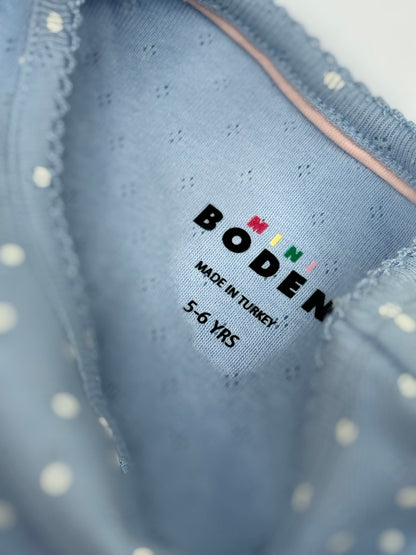Mini Boden Blue Polka Dot Top Size 5-6