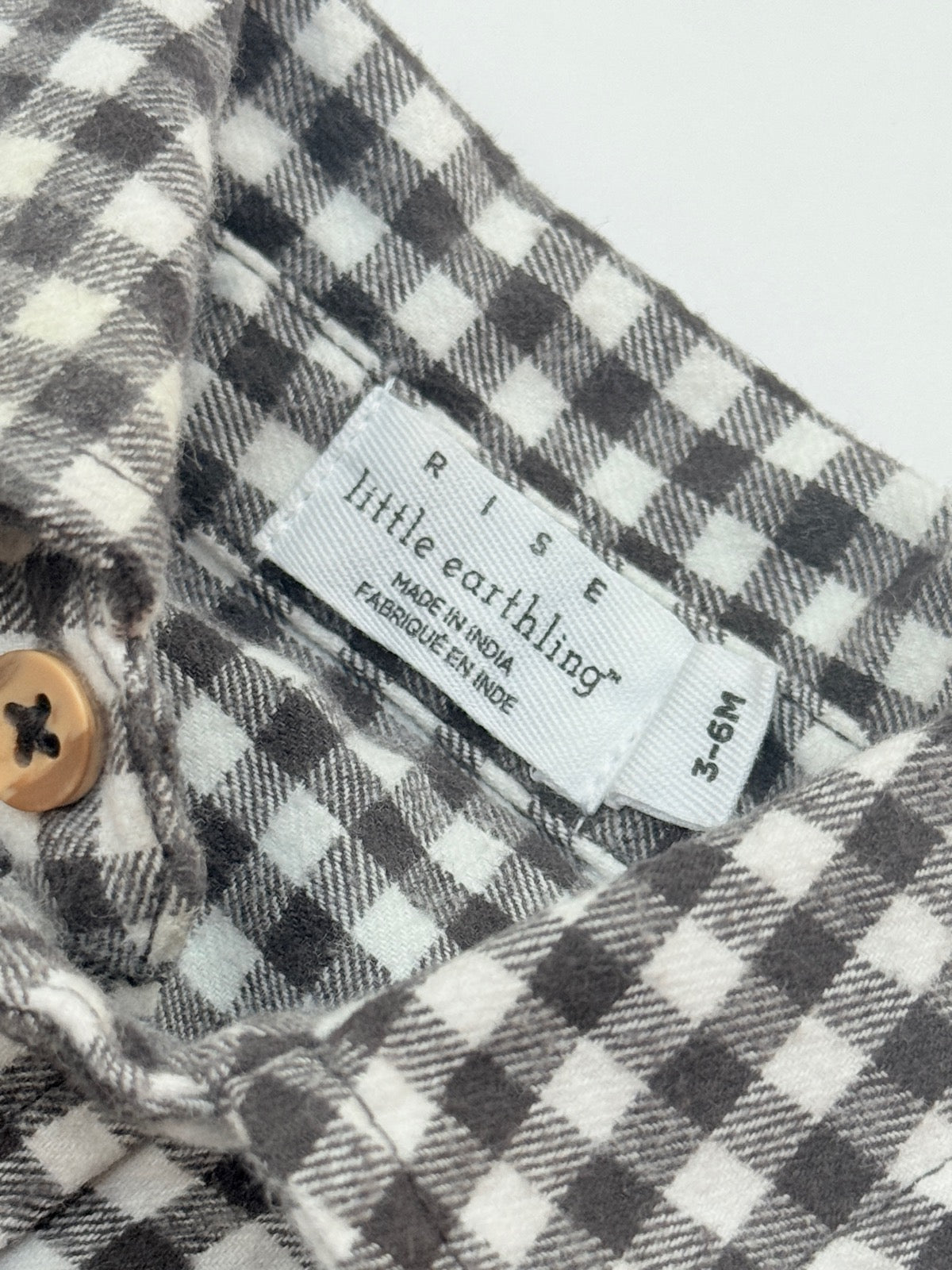 Rise Little Earthling Gingham Flannel Bodysuit 3-6M